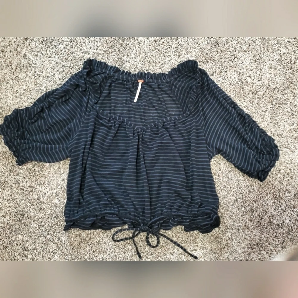 Free People | Dorothy Sweet Heart Peasant Top, Stripped Sheer Blouse